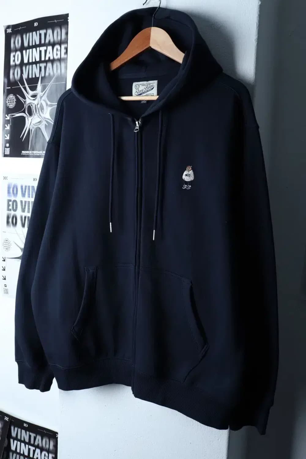 (L-XL) 후아유 후드집업 스몰로고 네이비 기모-16D65 상품이미지1