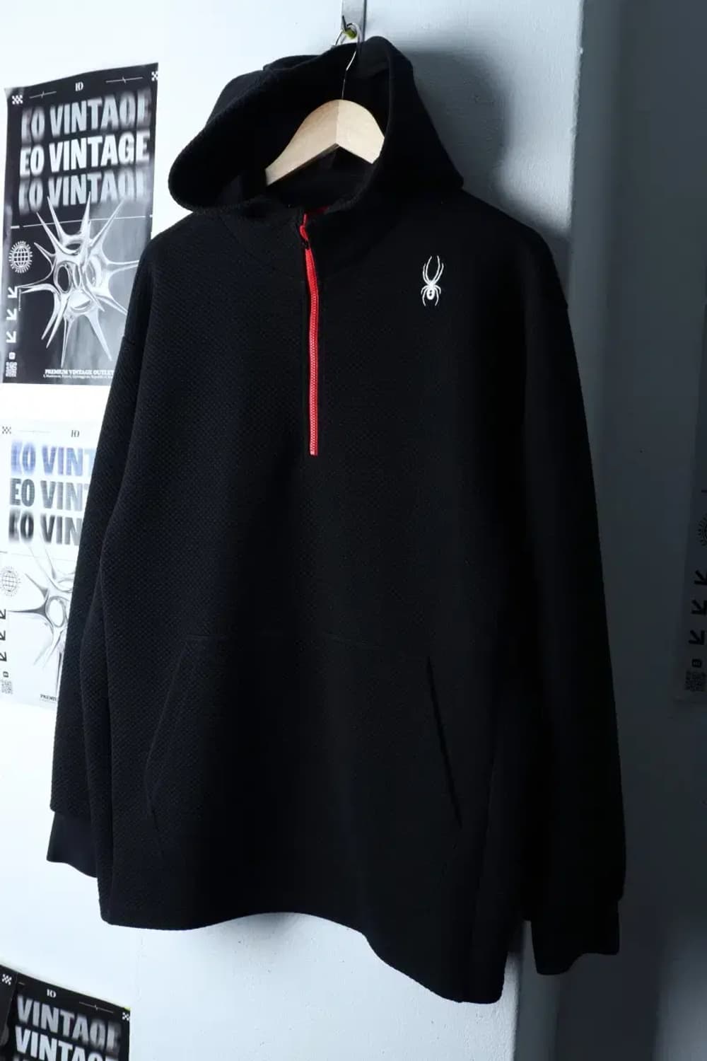 (L-XL) 스파이더 후드티셔츠 기능성 루즈핏 반집업 블랙-16D66 상품이미지1