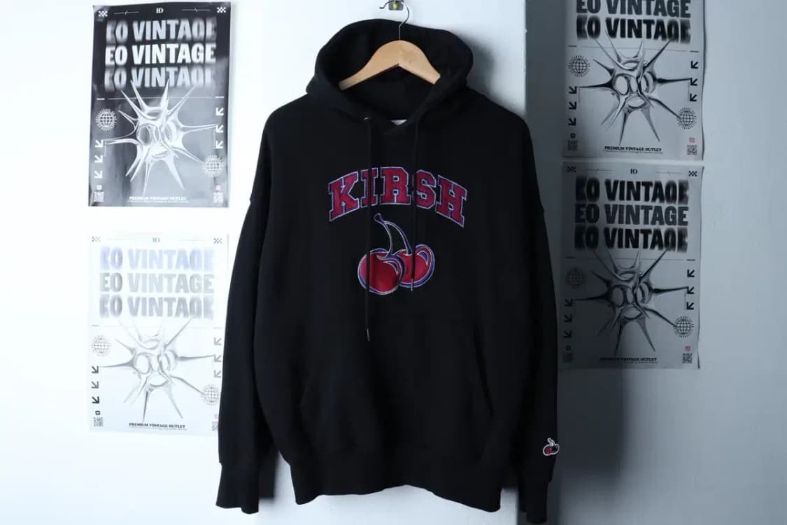 W(S-M) 키르시 후드티셔츠 빅로고 블랙 기모 올드스쿨 신형-16D68 상품이미지2