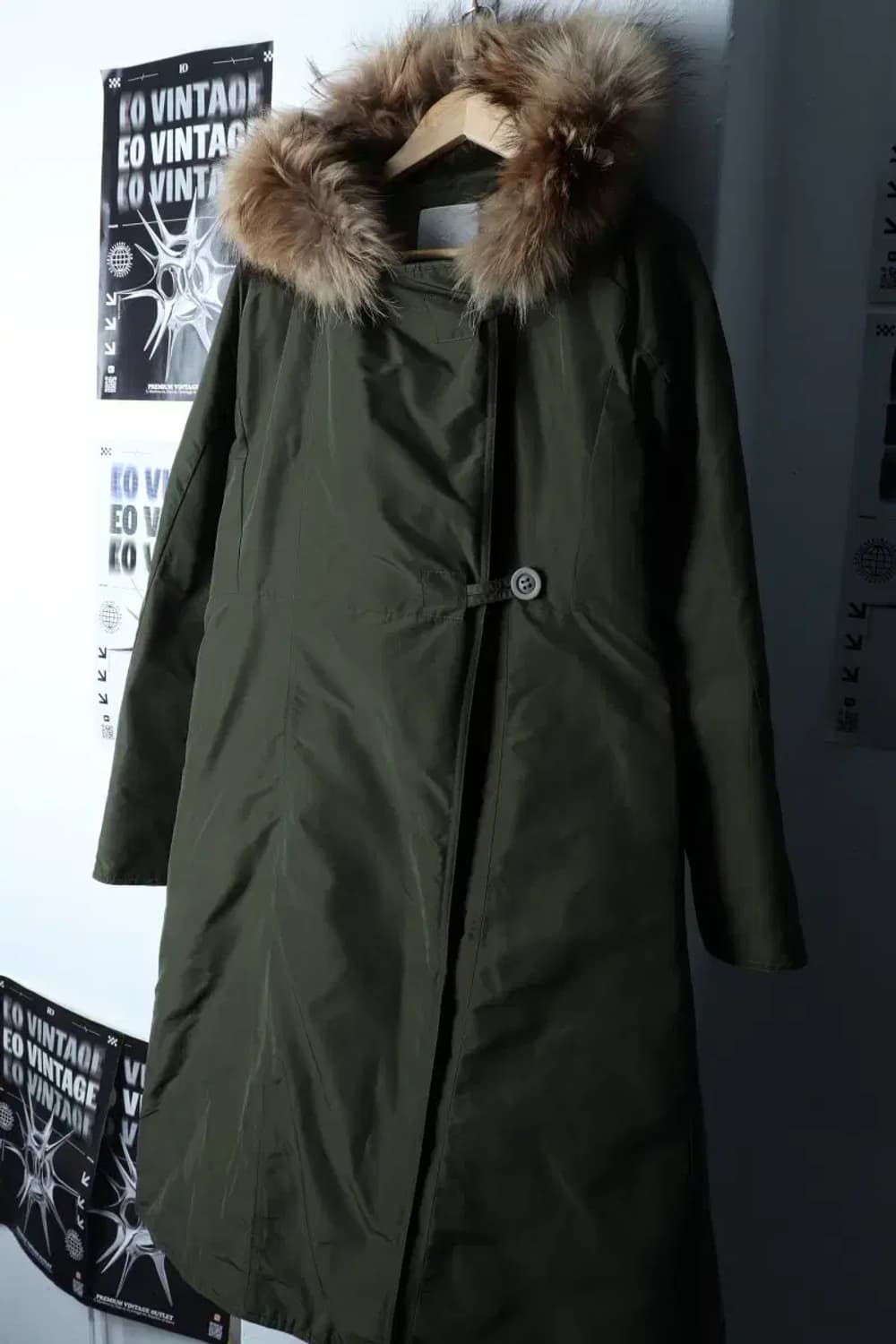 W(F) 난닝9 패딩 점퍼자켓 야상 덕다운 카키 퍼 롱-16D6A 상품이미지1