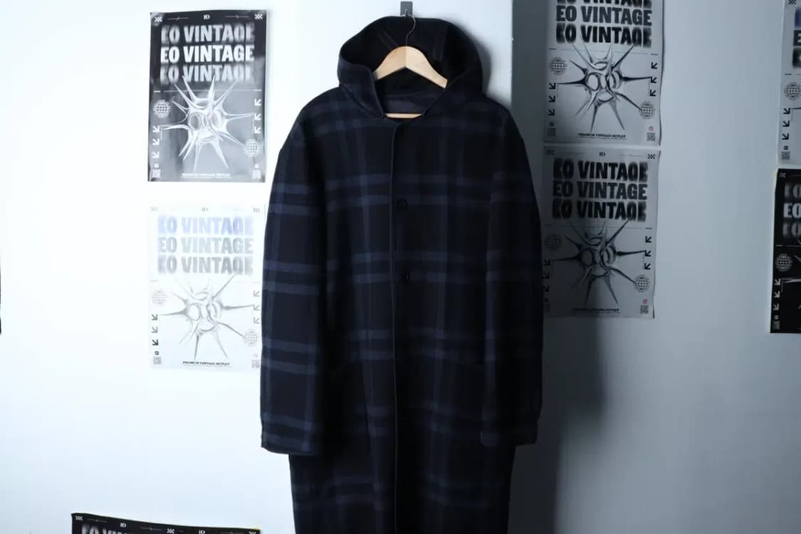(XL) 크리스 크리스티 코트자켓 후드 체크 네이비 울-16D6E 상품이미지2