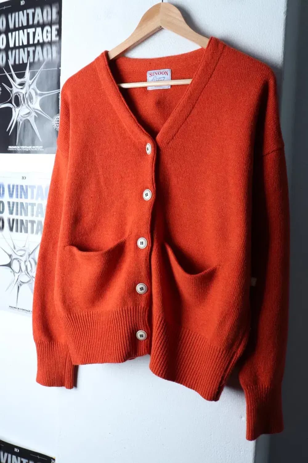 W(F) 시눈 니트 가디건 오렌지 울 키치 연예인다수 착용-16D71 상품이미지1