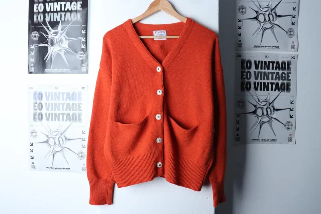 W(F) 시눈 니트 가디건 오렌지 울 키치 연예인다수 착용-16D71 상품이미지2