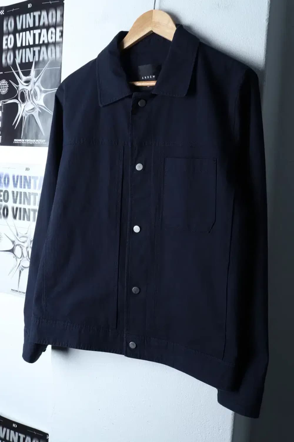 (L-XL) 앤듀 집업 바람막이 점퍼자켓 트러커 네이비 무지-16D76 상품이미지1