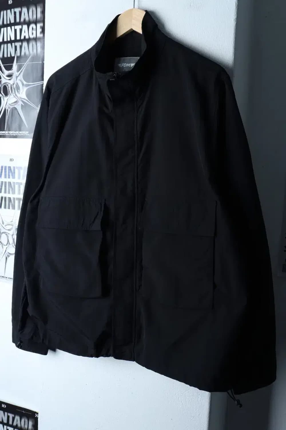 (F) 브랜드빈티지 집업 바람막이 점퍼자켓 나일론 우븐 블랙-16D77 상품이미지1