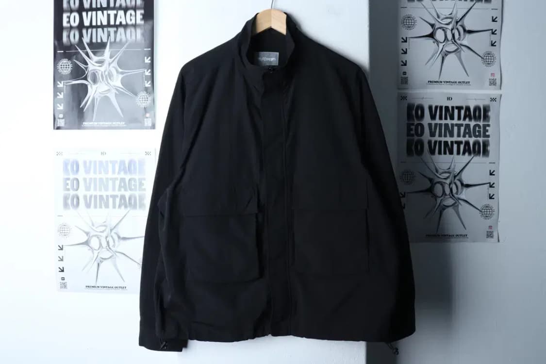 (F) 브랜드빈티지 집업 바람막이 점퍼자켓 나일론 우븐 블랙-16D77 상품이미지2