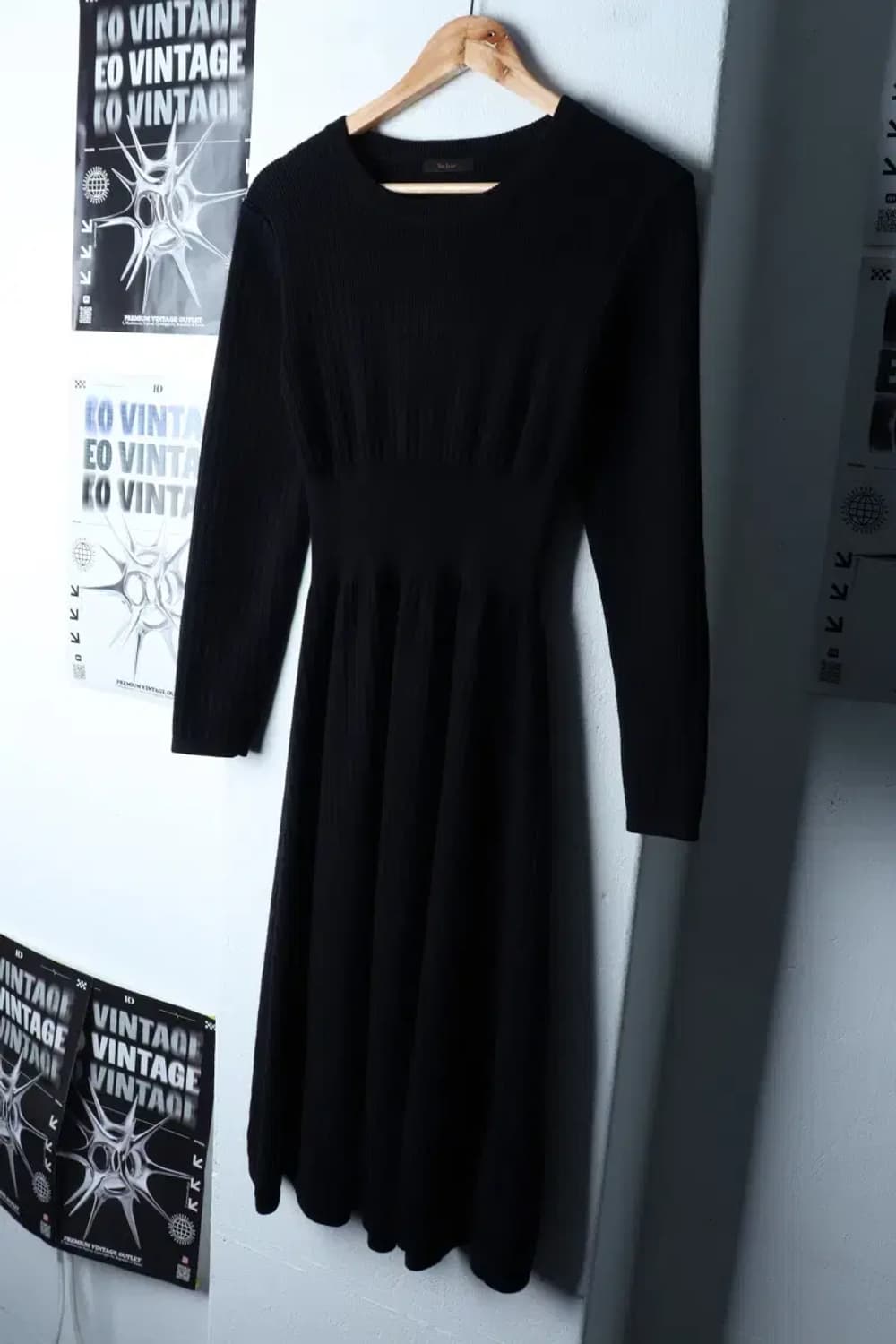 W(S-M) 더아이잗 드레스 원피스 니트 골지 블랙 롱-16D7E 상품이미지1