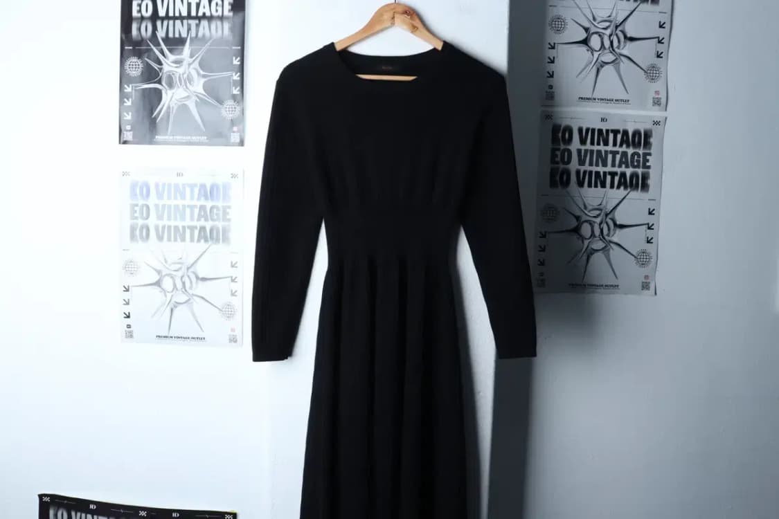 W(S-M) 더아이잗 드레스 원피스 니트 골지 블랙 롱-16D7E 상품이미지2