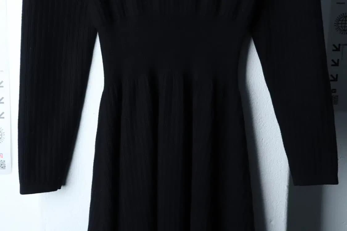 W(S-M) 더아이잗 드레스 원피스 니트 골지 블랙 롱-16D7E 상품이미지4