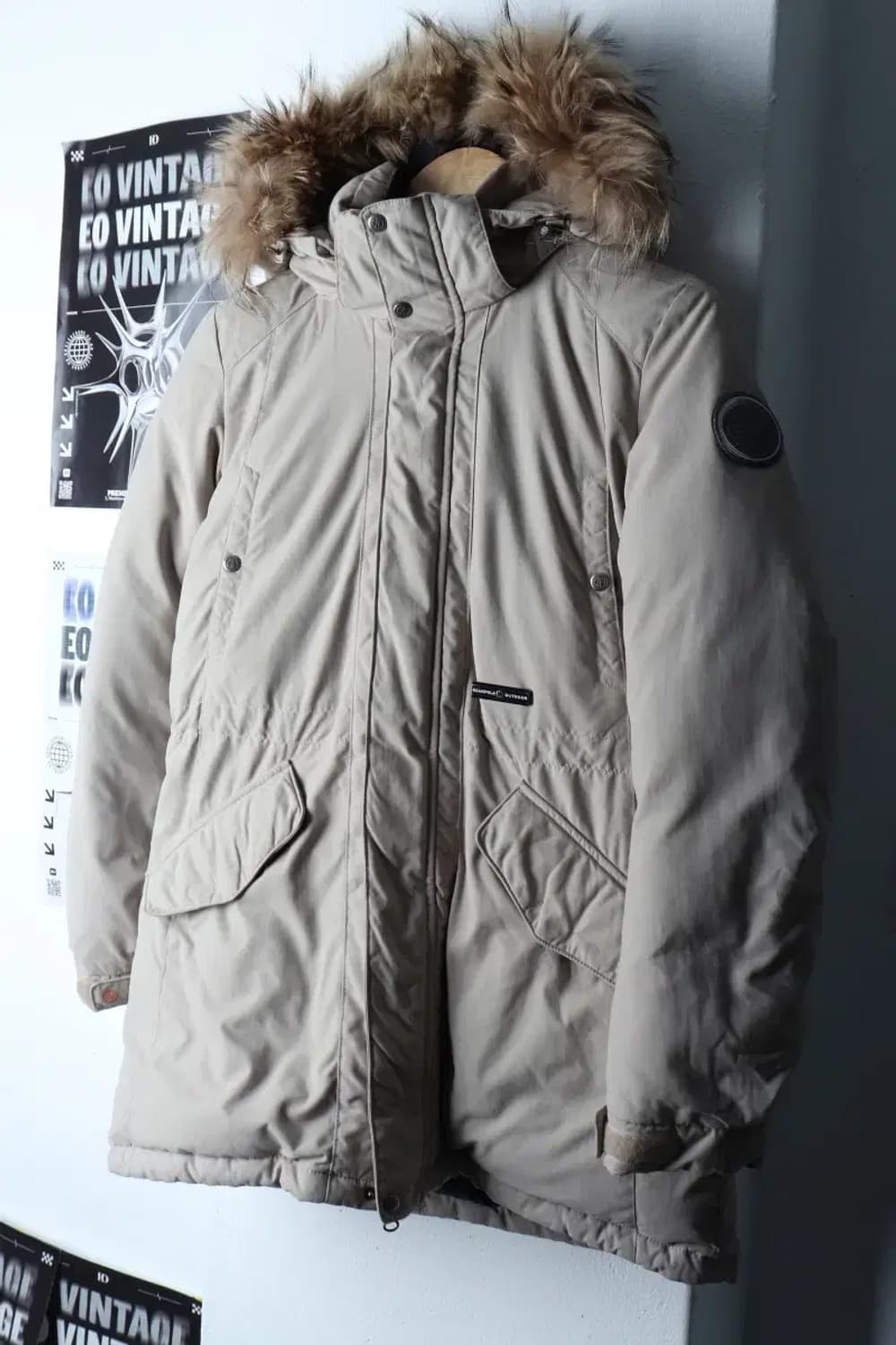 (M-L) 빈폴 패딩 점퍼자켓 구스다운 베이지 야상 퍼-16D82 상품이미지1