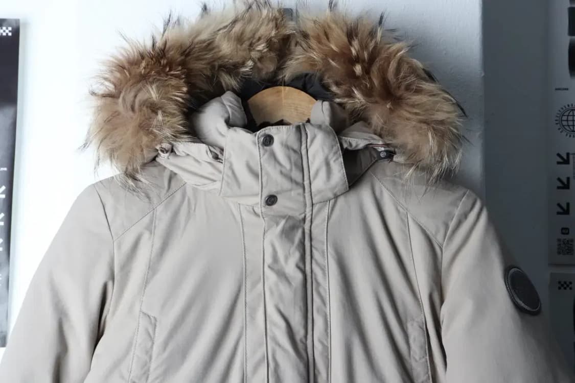 (M-L) 빈폴 패딩 점퍼자켓 구스다운 베이지 야상 퍼-16D82 상품이미지3