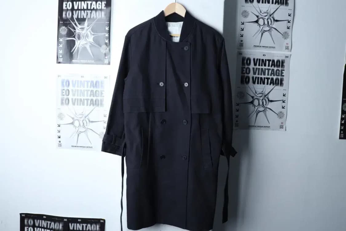 W(F) 톰보이 코트자켓 더블 네이비 면 아메카지-16E7E 상품이미지2