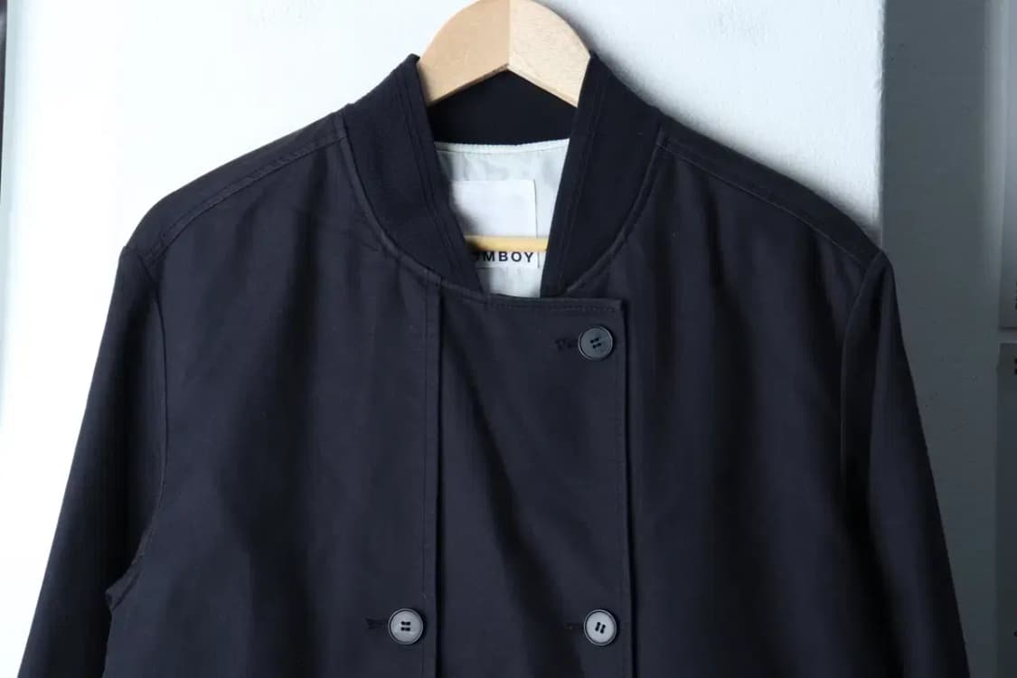 W(F) 톰보이 코트자켓 더블 네이비 면 아메카지-16E7E 상품이미지3