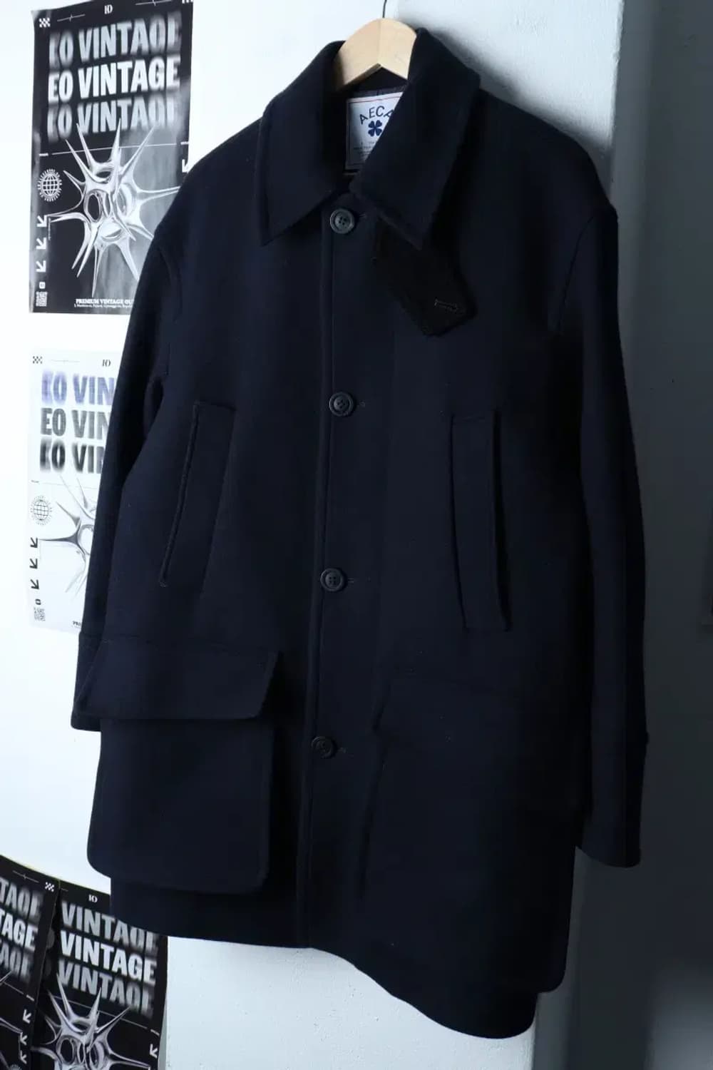 (M-L) 에이카화이트 코트자켓 드라이버스 네이비 울-16E7F 상품이미지1