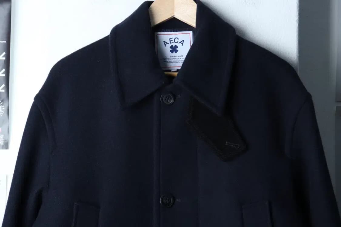 (M-L) 에이카화이트 코트자켓 드라이버스 네이비 울-16E7F 상품이미지3