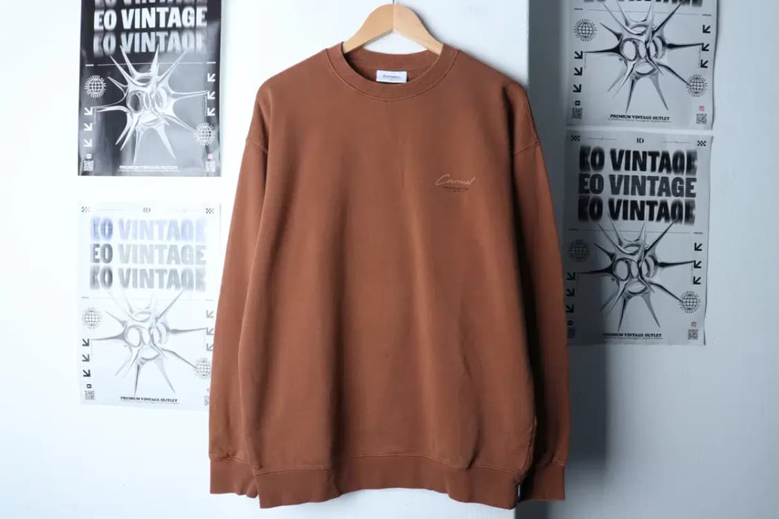 (L-XL) 커버낫 맨투맨 티셔츠 백프린팅 브라운 올드스쿨-16E8D 상품이미지2