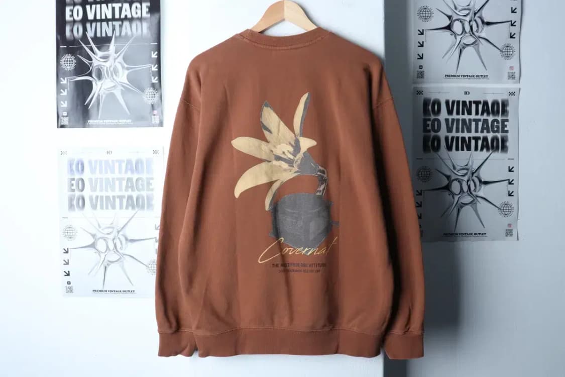 (L-XL) 커버낫 맨투맨 티셔츠 백프린팅 브라운 올드스쿨-16E8D 상품이미지6