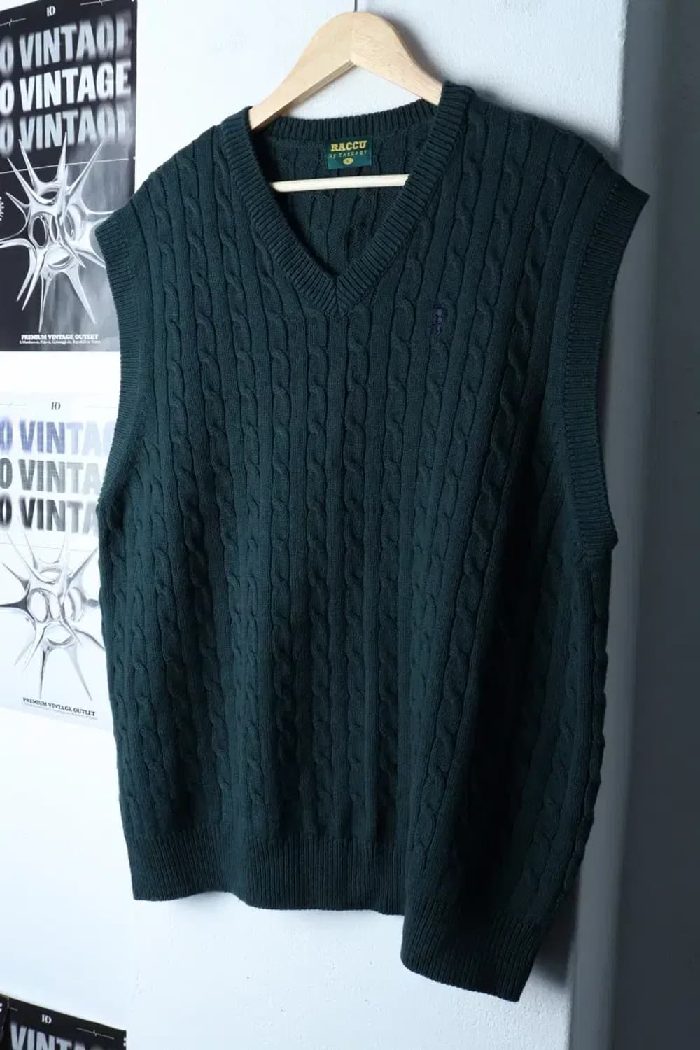 (L) 테이크이지 니트 조끼 케이블 꽈배기 그린-16E8E 상품이미지1