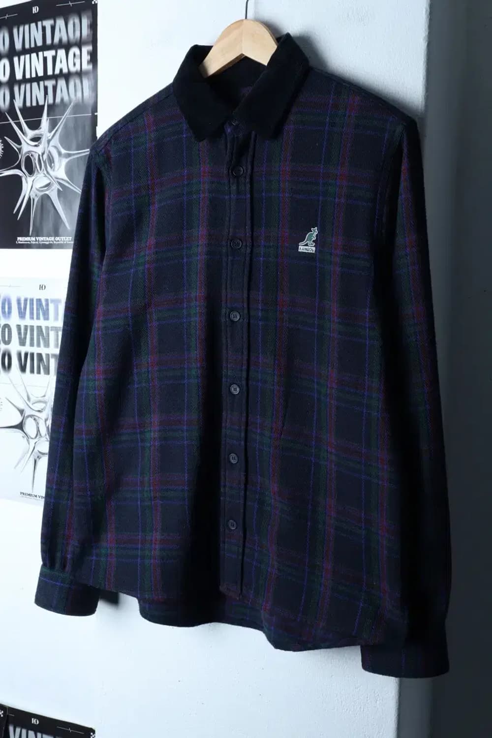 (M-L) 캉골 셔츠 남방 체크 네이비 아메카지 겨울 도톰-16E92 상품이미지1