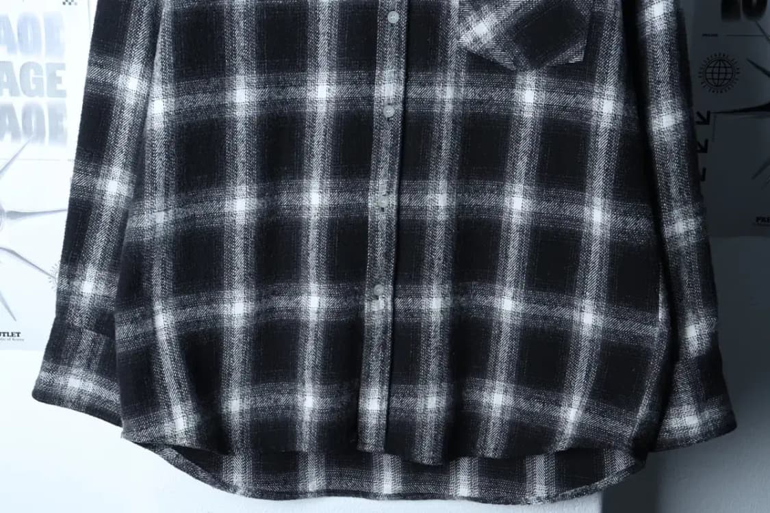 (XL-2XL) 어반드레스 셔츠 남방 체크 플란넬 블랙 겨울-16E93 상품이미지4