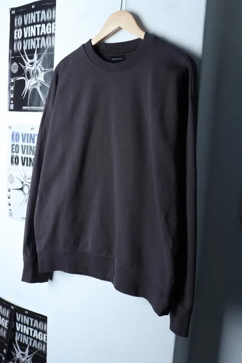 (L-XL) 멜란지마스터 맨투맨 티셔츠 차콜 무지 기본-16E96 상품이미지1