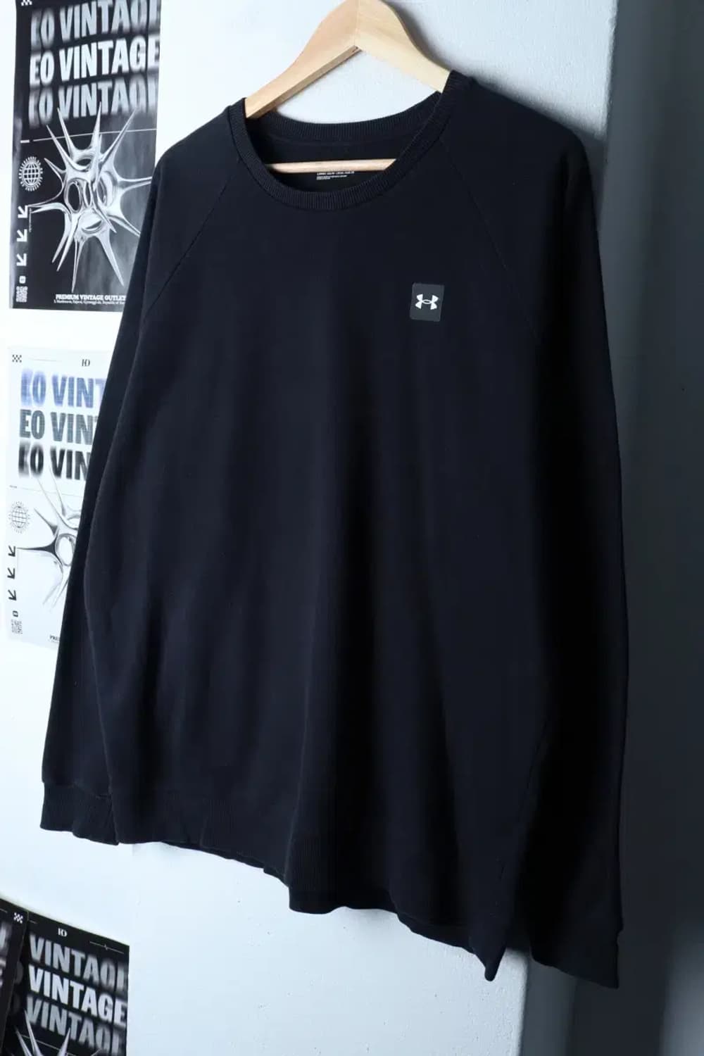 (2XL) 언더아머 맨투맨 티셔츠 스몰로고 빅사이즈 기모 블랙-16E97 상품이미지1