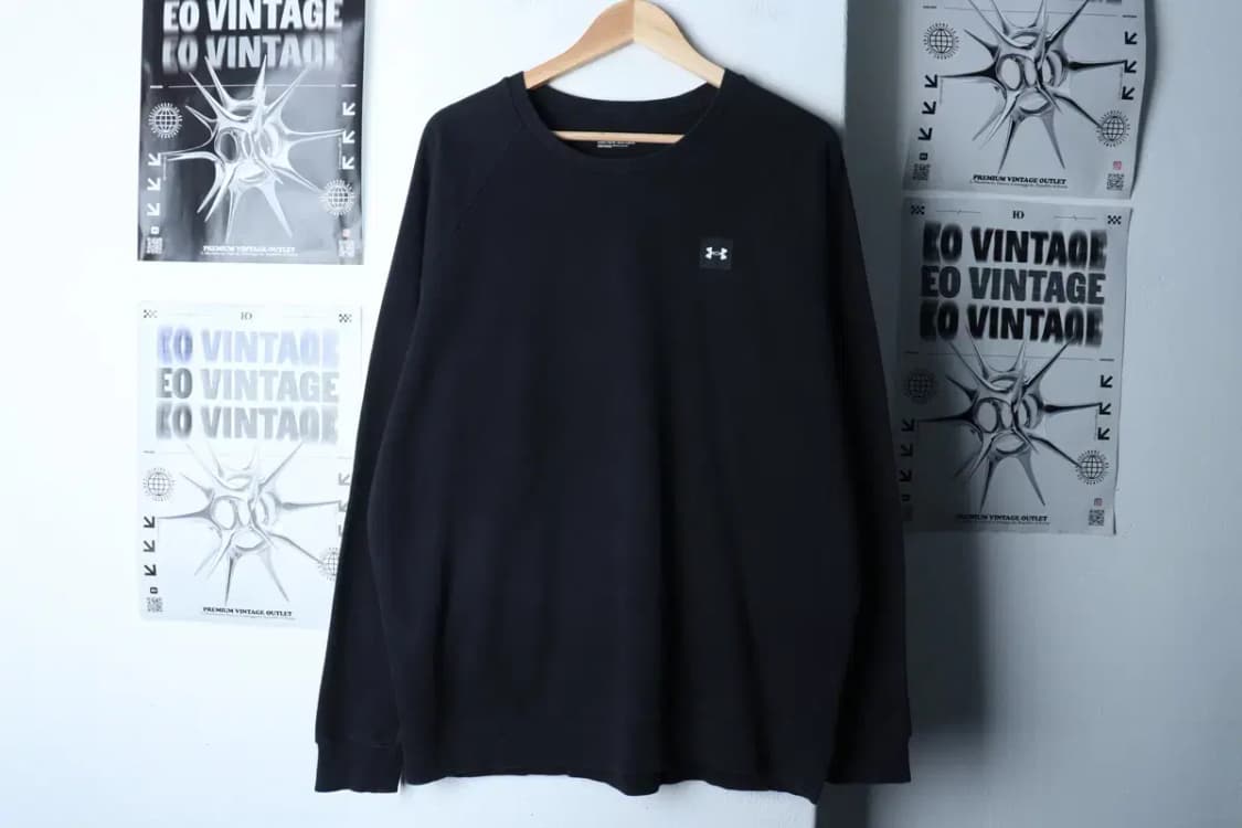 (2XL) 언더아머 맨투맨 티셔츠 스몰로고 빅사이즈 기모 블랙-16E97 상품이미지2