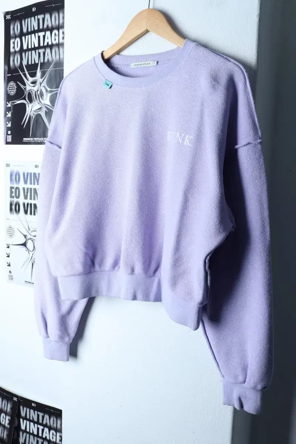 W(M-L) 인스턴트펑크 맨투맨 티셔츠 크롭 퍼플 유니크 부클-16E99 상품이미지1