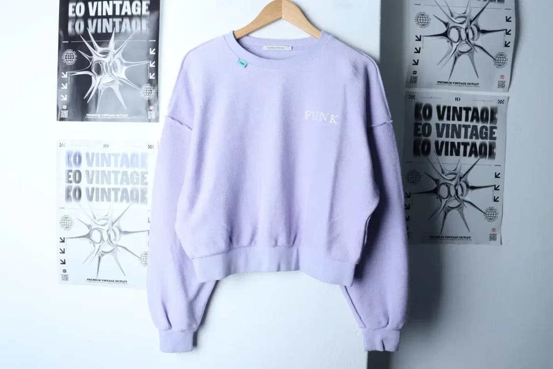 W(M-L) 인스턴트펑크 맨투맨 티셔츠 크롭 퍼플 유니크 부클-16E99 상품이미지2