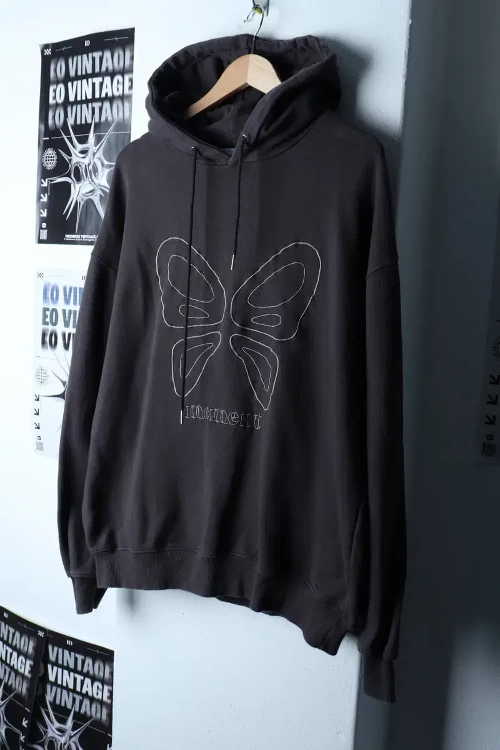 (L-XL) 노이커먼 후드티셔츠 나비자수 그레이 올드스쿨-16E9B 상품이미지1