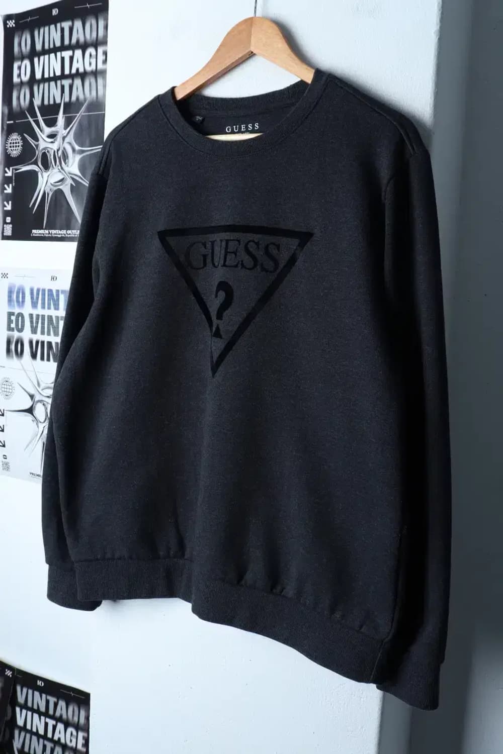 (XL) 게스 맨투맨 티셔츠 빅로고 차콜 올드스쿨-16F0A 상품이미지1