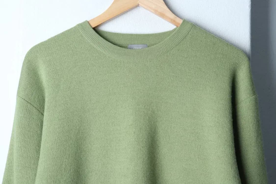 (M) 쿠어 니트 연그린 캐시미어 무지 울-16F0B 상품이미지3