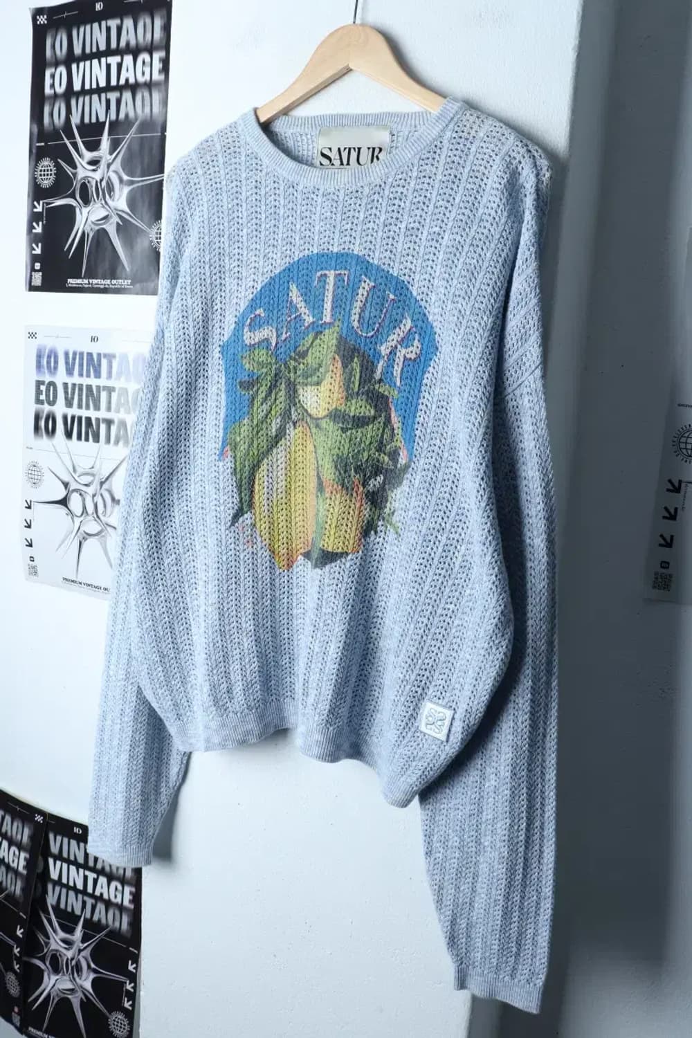 (M-L) 새터 니트 이비자 박시 빅로고 연블루 올드스쿨-16F0C 상품이미지1