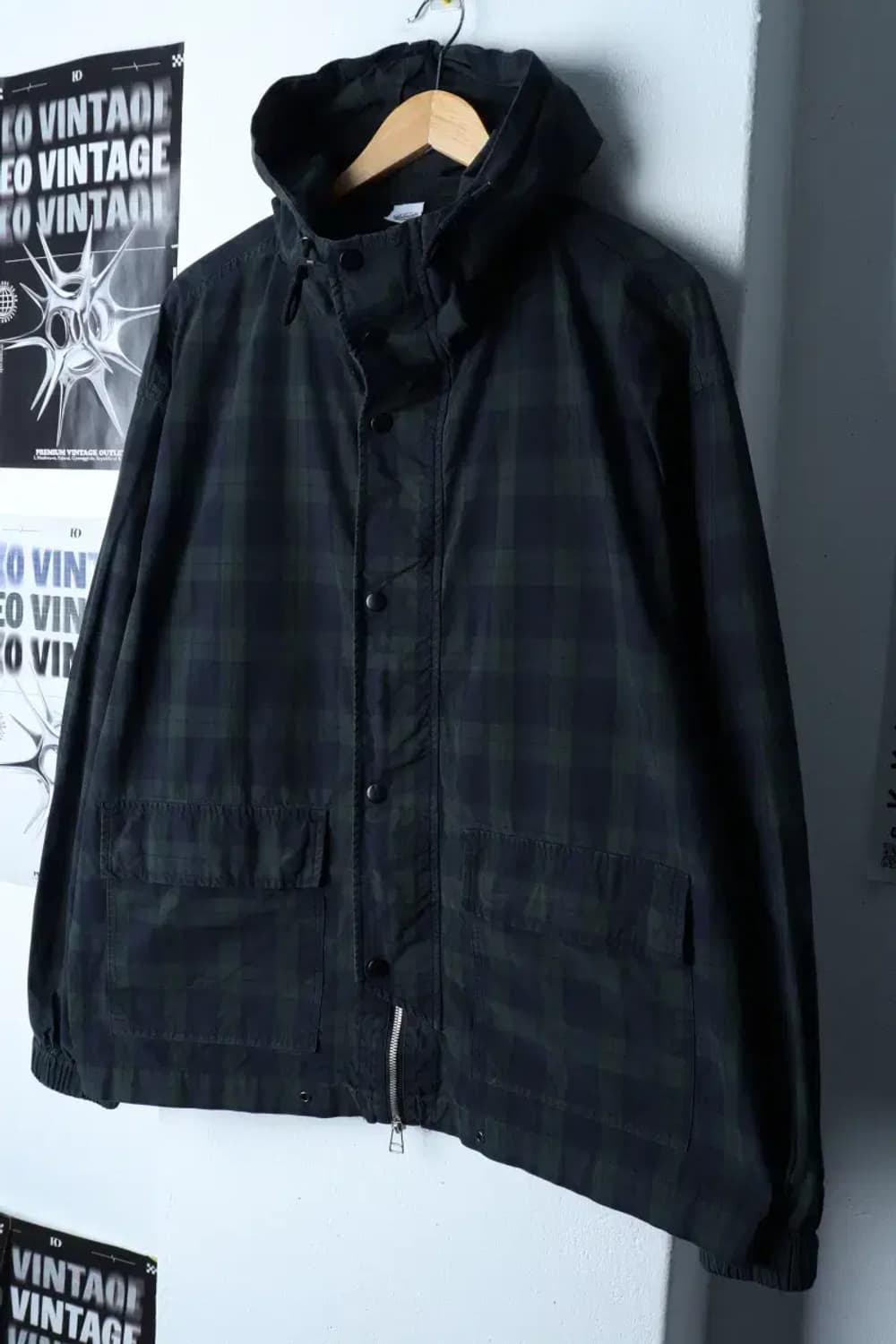 (L-XL) 파르티멘토 집업 바람막이 점퍼자켓 체크 그린-16F10 상품이미지1