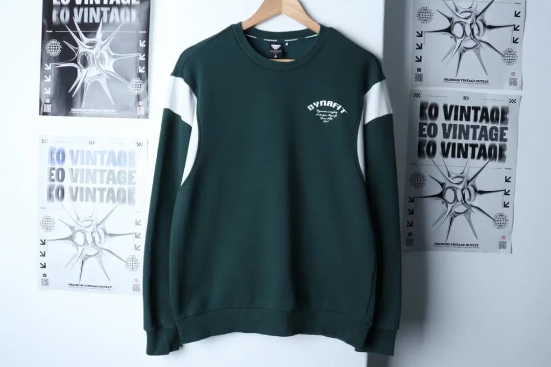 (S-M) 다이나핏 맨투맨 티셔츠 스몰로고 그린 올드스쿨-16F11 상품이미지2