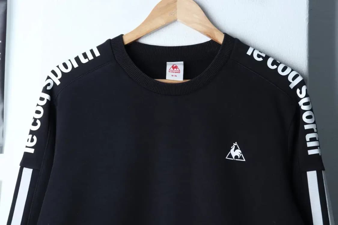 (M-L) 르꼬끄 맨투맨 티셔츠 사이드라인 기모 블랙 올드스쿨-16F12 상품이미지3