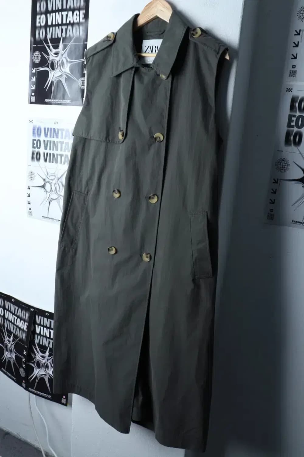 W(M) 자라 코트자켓 민소매 카키 아메카지-16F1B 상품이미지1