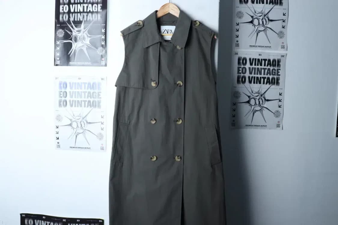 W(M) 자라 코트자켓 민소매 카키 아메카지-16F1B 상품이미지2