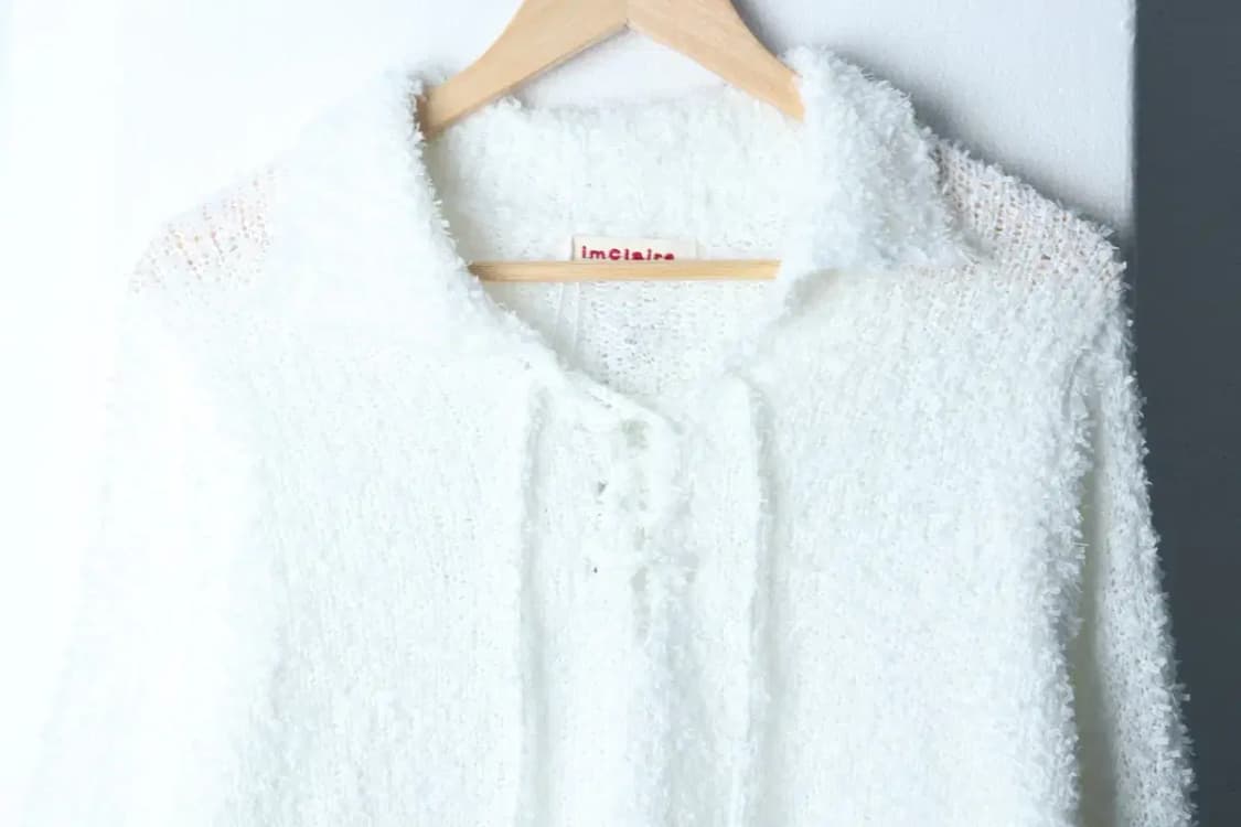 W(F) 아이엠클레어 니트 새상품 루즈핏 부클 카라 화이트-16F1C 상품이미지3