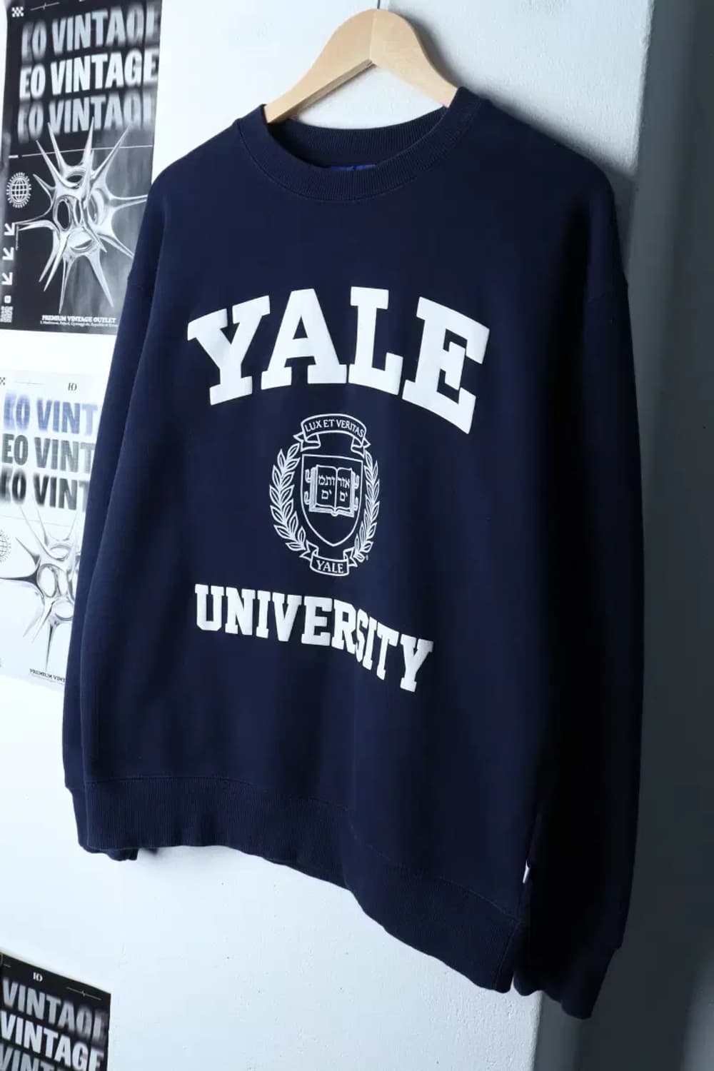 (S-M) 예일 맨투맨 티셔츠 빅로고 네이비 올드스쿨-16F1E 상품이미지1