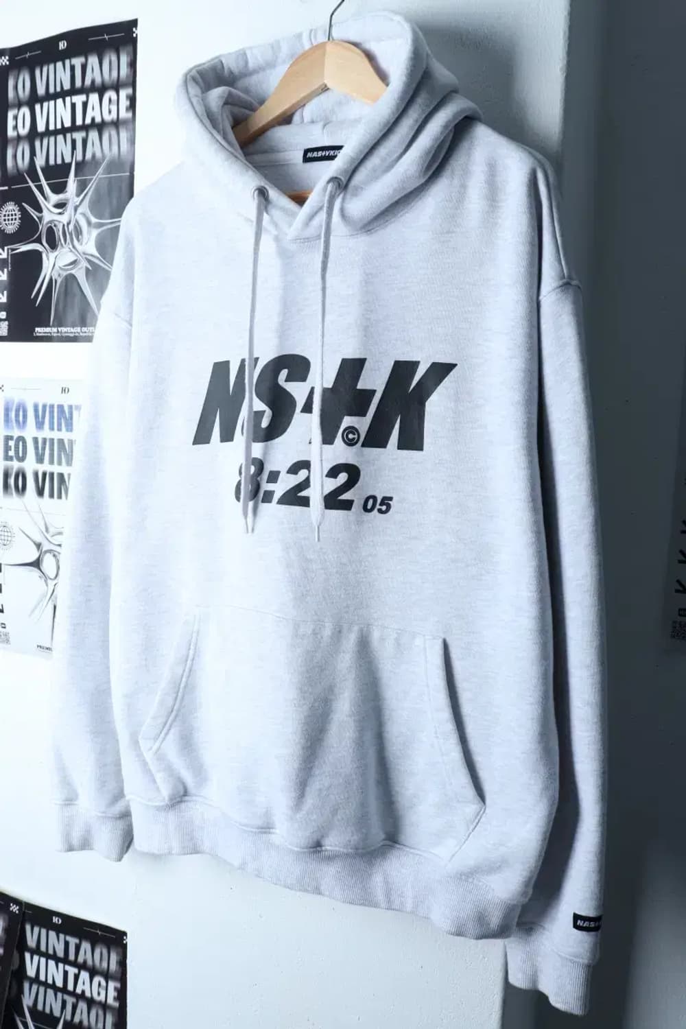 (L-XL) 네스티킥 후드티셔츠 루즈핏 빅로고 멜란지 기모-16F20 상품이미지1