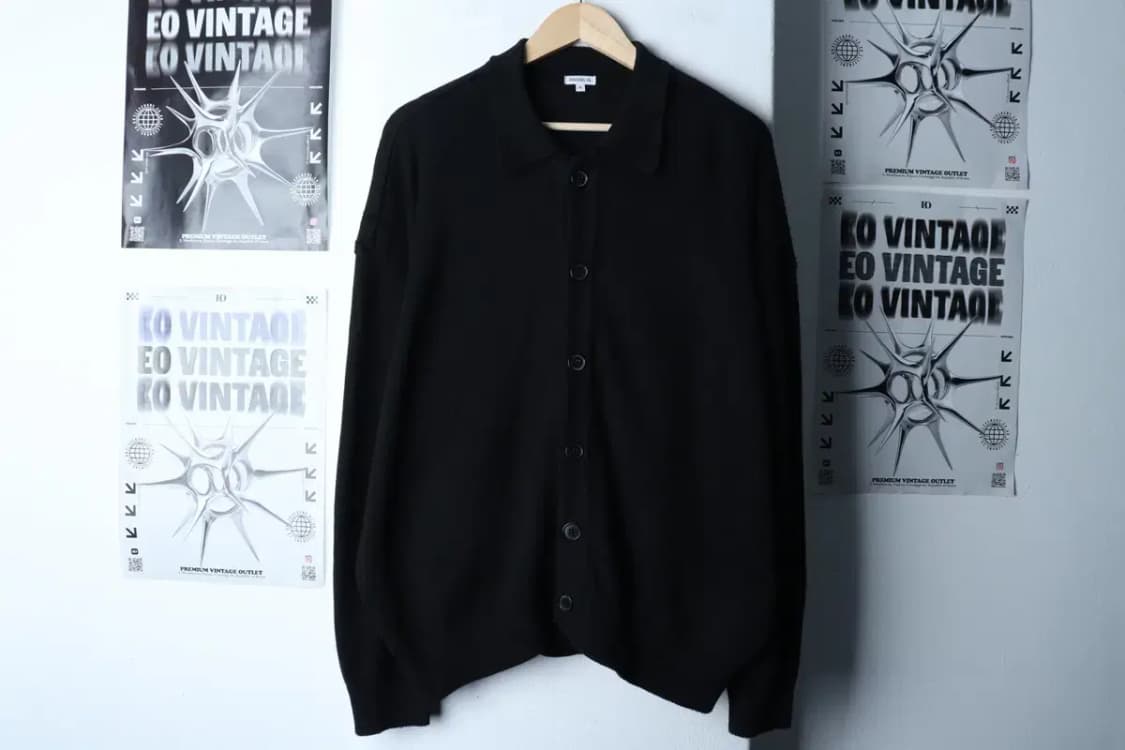 (M-L) 아노블리어 니트 가디건 카라 무지 블랙 놈코어-16F25 상품이미지2