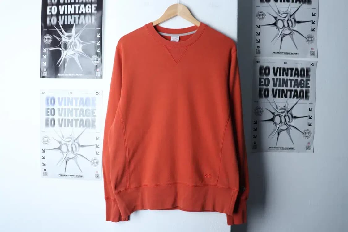 (L) 챔피온 맨투맨 티셔츠 스몰로고 오렌지 일본판 올드스쿨-16F26 상품이미지2