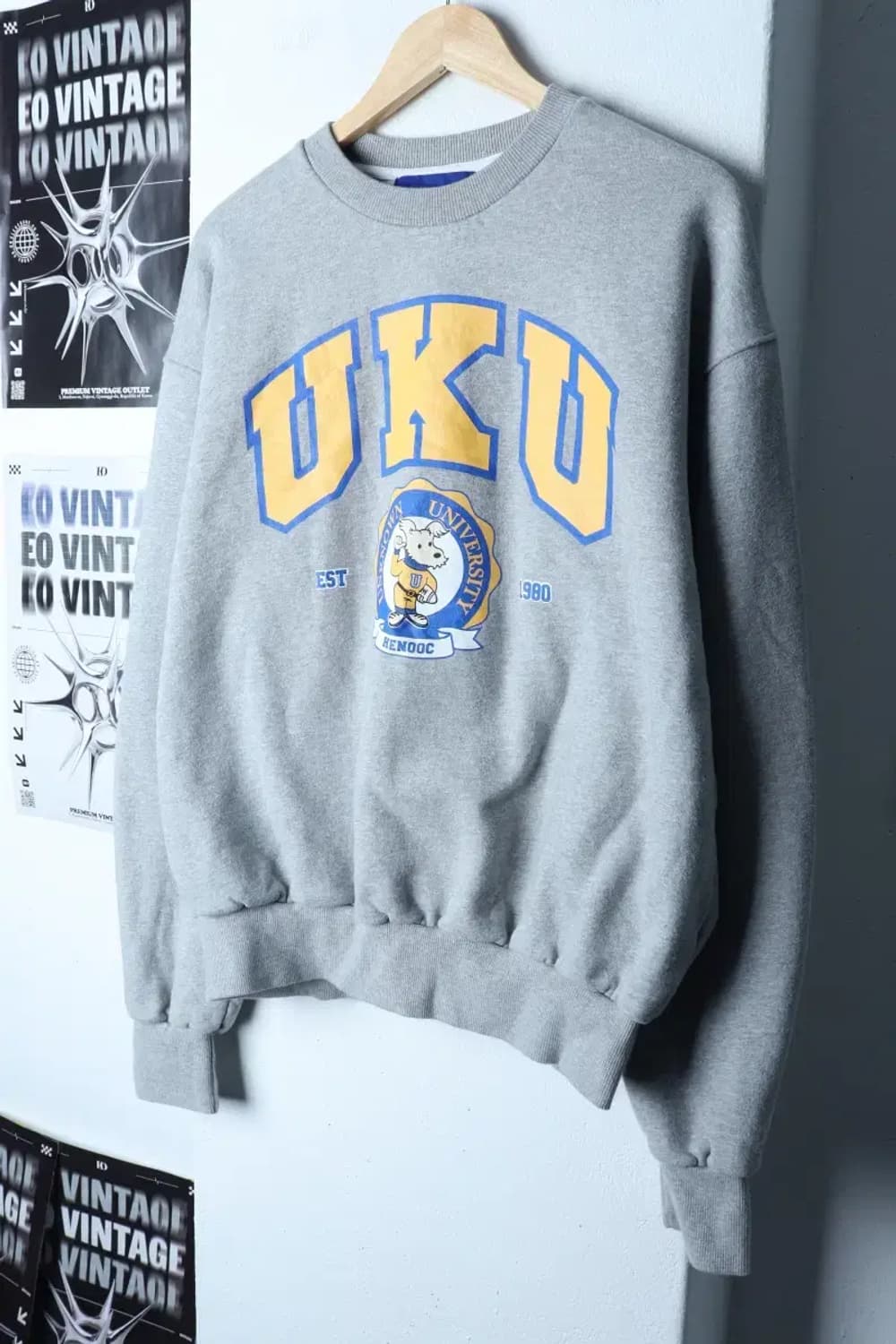 (M-L) 브랜드빈티지 맨투맨 티셔츠 빅로고 그레이 기모-16F28 상품이미지1