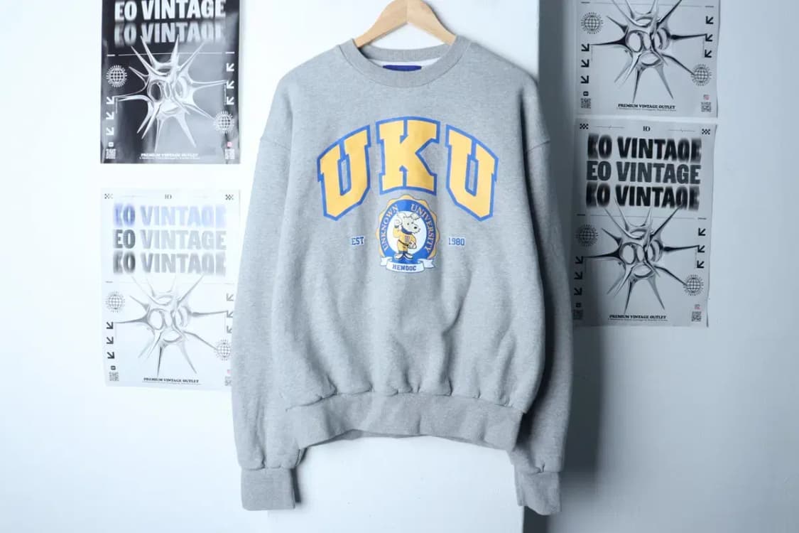 (M-L) 브랜드빈티지 맨투맨 티셔츠 빅로고 그레이 기모-16F28 상품이미지2