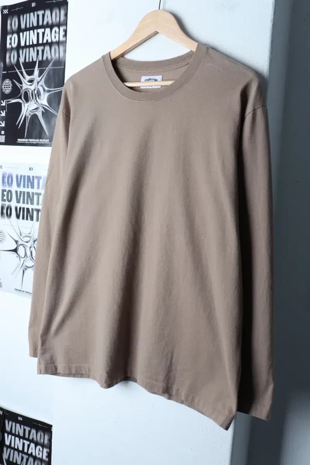 (XL-2XL) 멜란지마스터 긴팔티셔츠 무지 브라운 기본-16F2D 상품이미지1