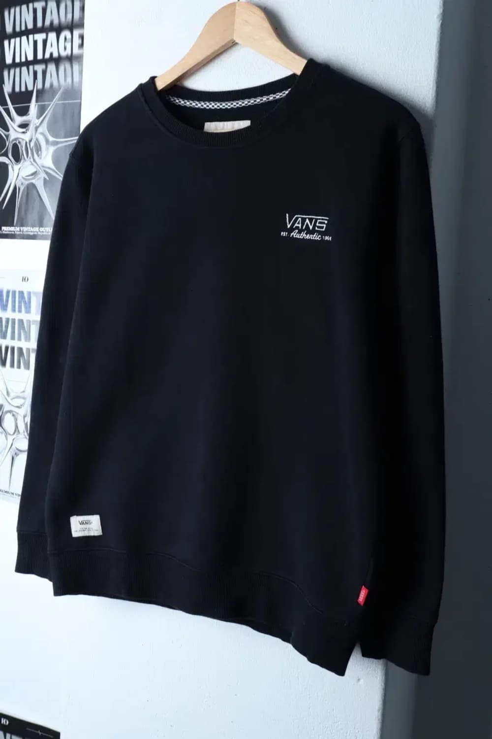 (S-M) 반스 맨투맨 티셔츠 스케이트보드 블랙 기모-16F6F 상품이미지1