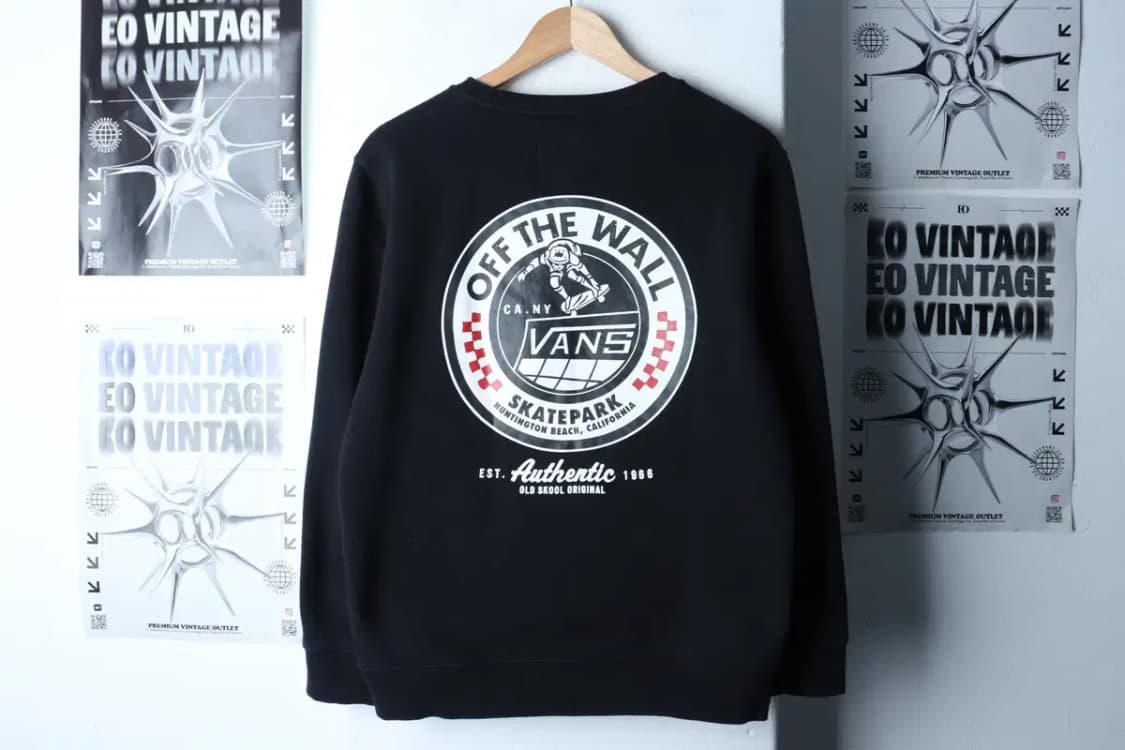 (S-M) 반스 맨투맨 티셔츠 스케이트보드 블랙 기모-16F6F 상품이미지7