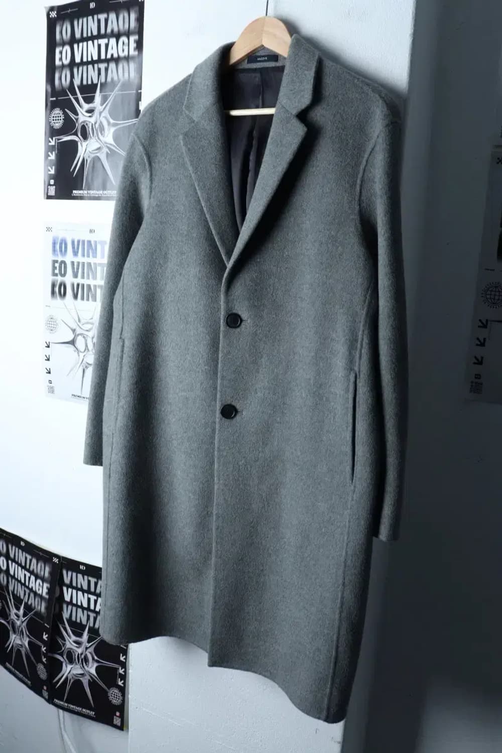 (L-XL) 헤지스 코트자켓 핸드메이드 싱글 캐시미어 그레이-16F7A 상품이미지1