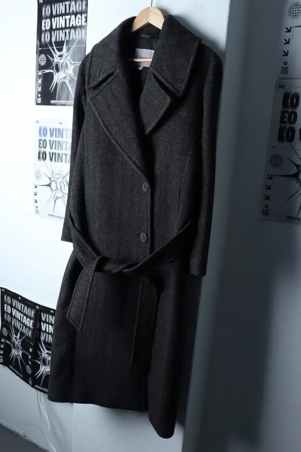 W(S-M) 모한 코트자켓 헤링본 차콜 울-16F7C 상품이미지1